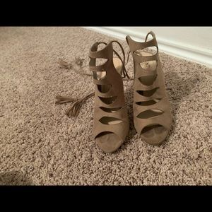Size 6 light tan strap heels